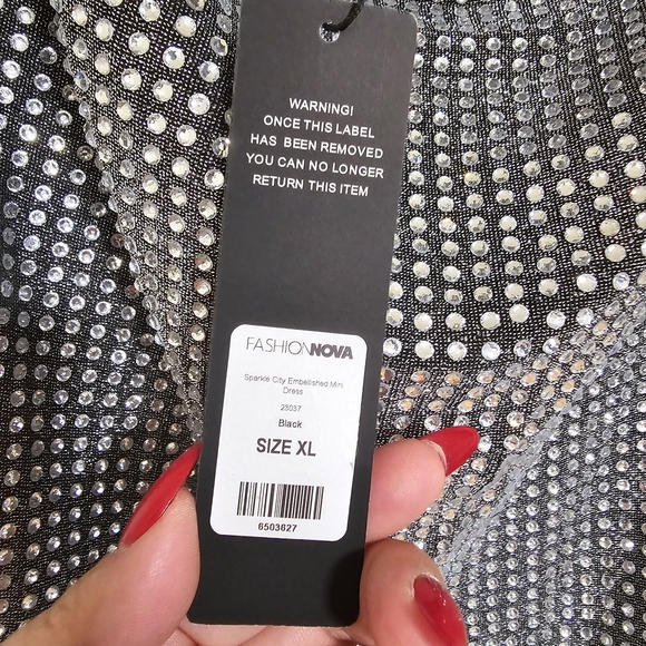 Fashion Nova Black and Silver Backless Dress - Picture 2 of 2